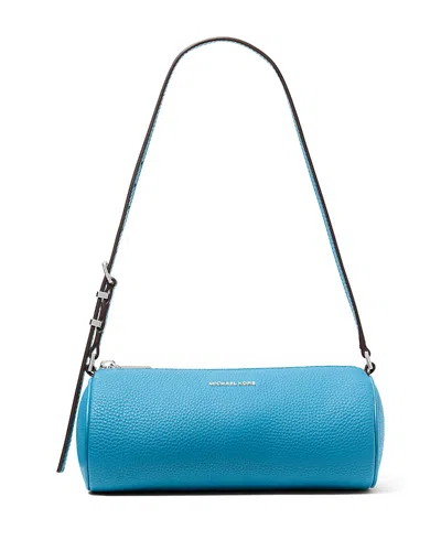 Michael Kors Izzy Small Floral Cutout Leather Barrel Pouchette In Blue
