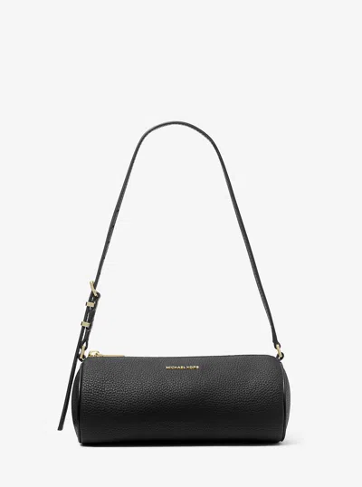 Michael Kors Izzy Small Pebbled Leather Barrel Pouchette In Black
