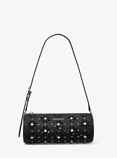 Michael Kors Izzy Small Pebbled Leather Barrel Pochette In Black