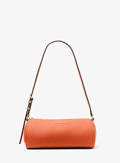 Michael Kors Izzy Small Pebbled Leather Barrel Pochette In Orange