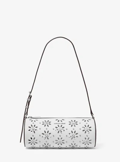 Michael Kors Izzy Small Pebbled Leather Barrel Pochette In White