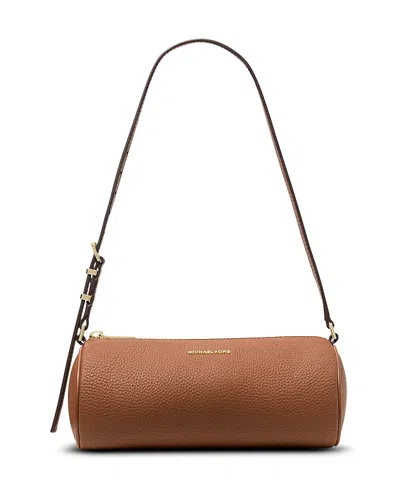 Michael Kors Izzy Small Pebbled Leather Barrel Pouchette In Brown