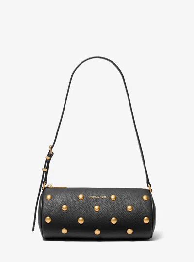 Michael Kors Izzy Small Studded Pebbled Leather Barrel Pochette In White