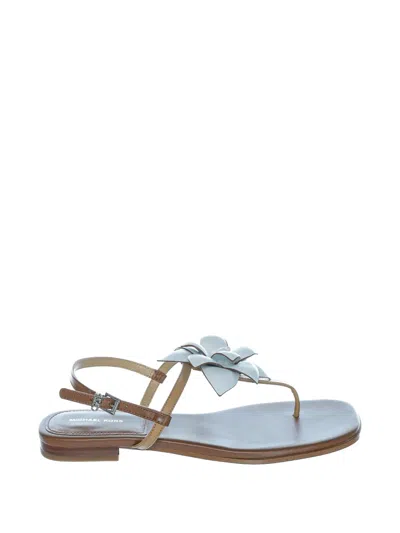 Michael Kors Jacie Floral-appliqué Flat Sandals In Blue