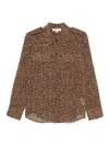 Michael Kors Long-sleeve Animal Print Shirt In Brown
