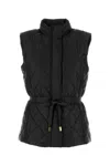 Michael Kors Sleeveless Jacket With High Collar And Quilted Design In Black