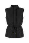 Michael Kors Sleeveless Jacket With High Collar And Quilted Design In Black