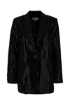 Michael Kors Sequin Striped Lapel Jacket In Black