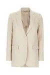 Michael Kors Sand Cotton Blend Blazer In Beige