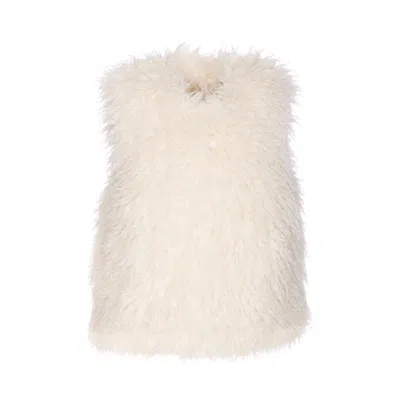 Michael Kors Faux Fur Vest In Neutral