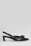 Michael Kors Jaden Kitten Sling Pumps In Black Leather In Black
