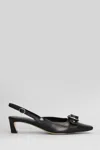 Michael Kors Jaden Kitten Sling Pumps In Black Leather In Black
