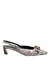 Michael Kors Jaden Kitten Slingbacks In Python-effect Leather In Multi