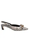 Michael Kors Jaden Kitten Slingbacks In Python-effect Leather In Animal Print