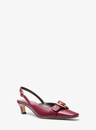 Michael Kors Jaden Leather Slingback Kitten Pump In Purple