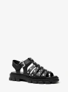 Michael Kors Jagger Studded Metallic Leather Sandal In Black
