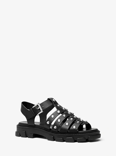 Michael Kors Jagger Studded Metallic Leather Sandal In White