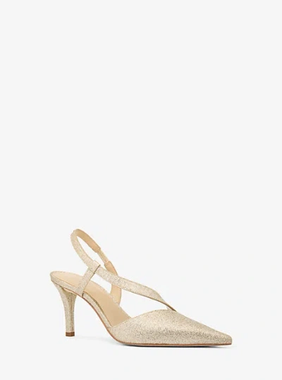 Michael Kors Jaida Glitter Embellished Leather Pump In Gold