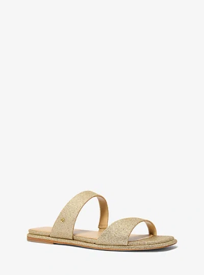 Michael Kors Jaida Glitter Embellished Leather Sandal In Gold