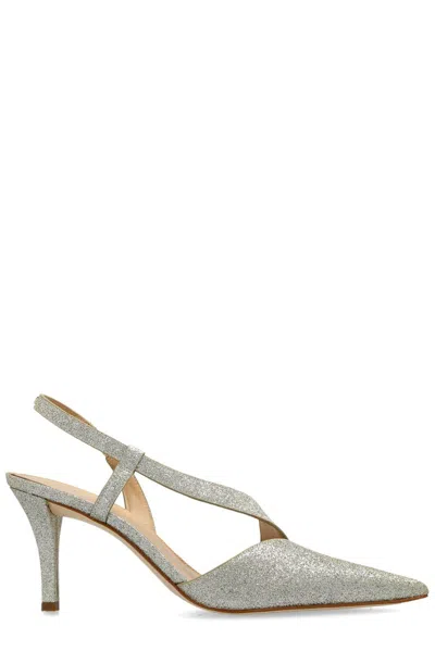 Michael Kors Jaida Glitter Embellished Pumps In Pale Gold