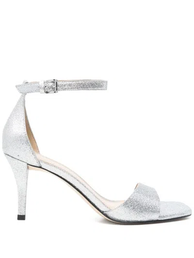 Michael Kors Silver Open-toe Sandals With Delicate Ankle Strap