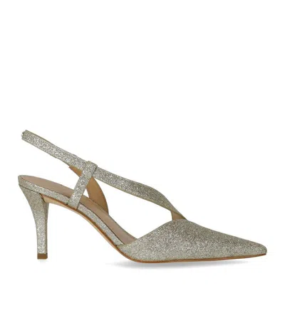 Michael Kors Jaida Gold Slingback Pumps In Blue