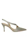 Michael Kors Calf Leather 'jaida' Slingback In Nude In Silver