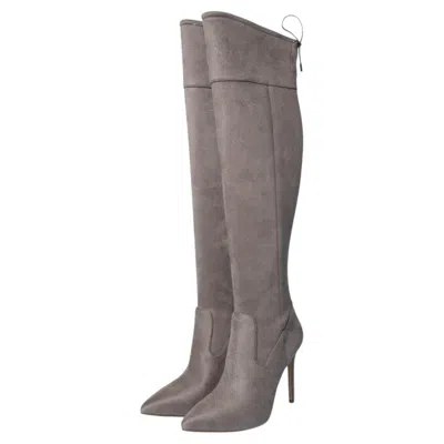 Pre-owned Michael Kors , Jamie Suede Stretch Boots In Taupe In Brown