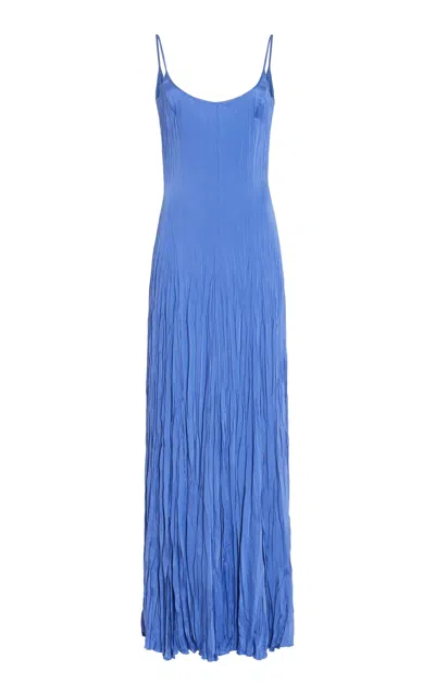 Michael Kors Jamison Crinkled Satin Midi Dress In Blue