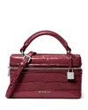 Michael Kors Jana Extra-small Crocodile Embossed Leather Crossbody Bag In Burgundy
