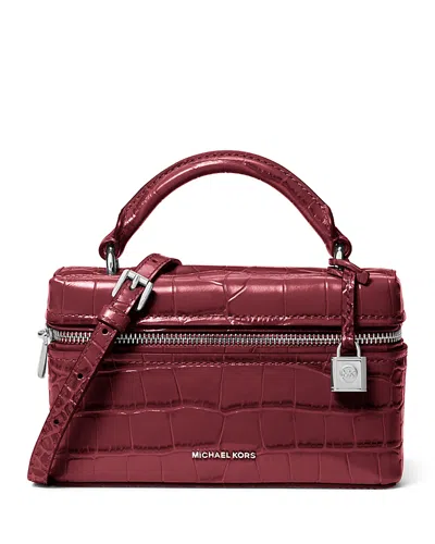 MICHAEL KORS JANA EXTRA SMALL CROC EMBOSSED LEATHER TOP HANDLE CROSSBODY