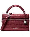 Michael Kors Jana Extra-small Crocodile Embossed Leather Convertible Crossbody Bag In Burgundy