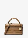 Michael Kors Jana Extra-small Crocodile Embossed Leather Convertible Crossbody Bag In Brown