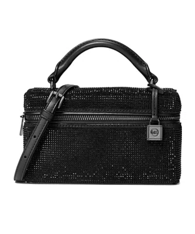 Michael Kors Jana Extra-small Embellished Suede Convertible Crossbody Bag In Black