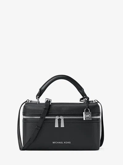 Michael Kors Jana Extra-small Leather Crossbody Bag In Black
