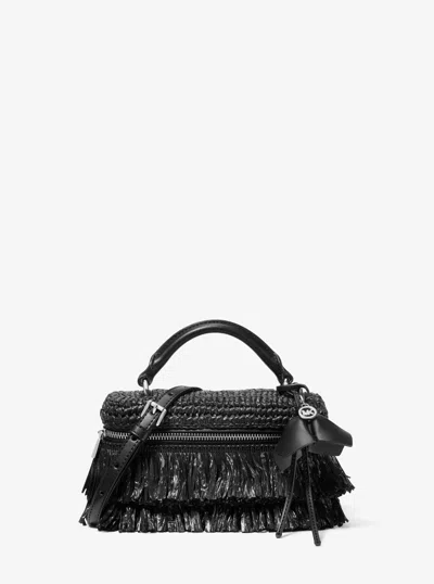 Michael Kors Jana Extra-small Hand-crocheted Crossbody Bag In Black