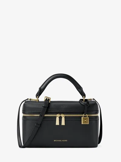 Michael Kors Jana Extra-small Leather Convertible Crossbody Bag In Black