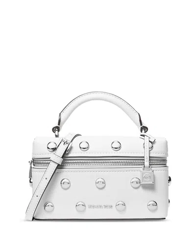 Michael Kors Jana Mini Studded Leather Top Handle Crossbody In White