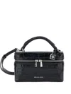 Michael Kors Black Vanity Bag With Logo Lettering On The Front In Crocodile Effect Leather Woman In Black