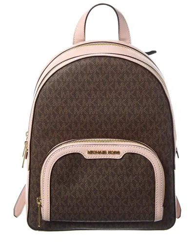 Michael Kors Jaycee Medium Coated Canvas Backpack In Pink