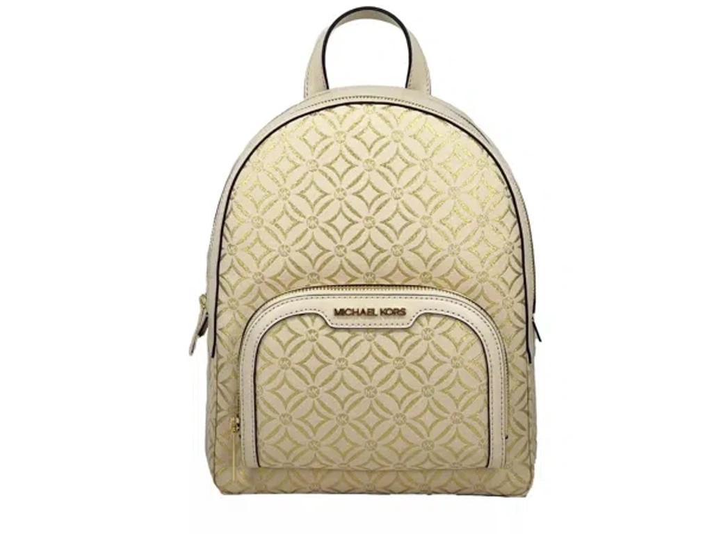 NEW Michael Kors Jaycee Medium Zip Pocket Backpack Bag Cream & Gold Jacquard Michael Kors Jaycee Medium Zip Pocket Backpack Bag Cream  main image 4