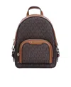 Michael Kors Jaycee Mini Xs Brown Signature Pvc Zip Pocket Shoulder Backpack Bag In Black