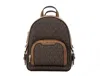 Michael Kors Jaycee Mini Xs Brown Signature Pvc Zip Pocket Shoulder Backpack Bag In Beige