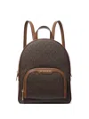 Michael Kors Jaycee Mini Xs Brown Signature Pvc Zip Pocket Shoulder Backpack Bag In Brown