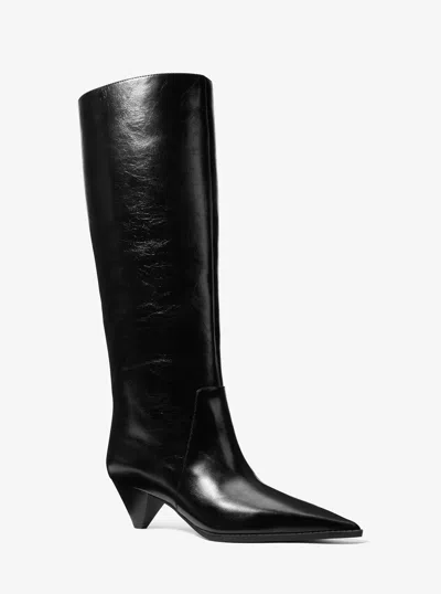 Michael Kors Jayla Crinkled Leather Boots In Black