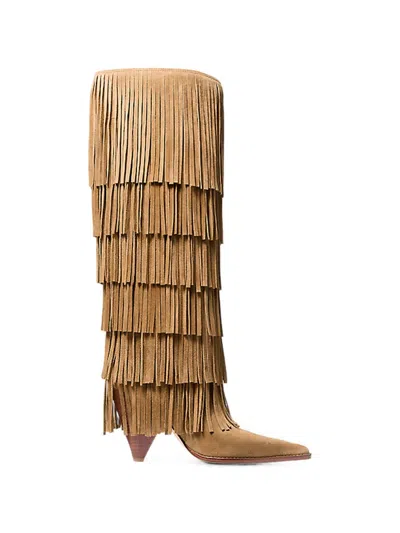 Michael Kors Jayla Fringed Boots In Brown