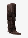Michael Kors Jayla Fringed Suede Tall Boot In Brown