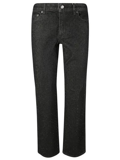 Michael Kors Studded Stretch Denim Cigarette Jeans In Black