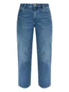 Michael Kors Denim Trousers With Belt Loops And Metal Rivets In Blue