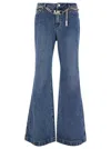 Michael Kors Flare Chain Belt Jeans In Blue
